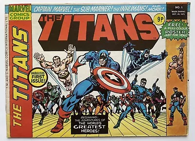 Buy The Titans #1 (1975) Marvel UK B&W Weekly With Colour Poster • 16.95£