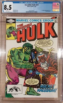 Buy 1982 Marvel Incredible Hulk #271 CGC 8.5 VF+ First Full Rocket Raccoon GOTG • 144.69£