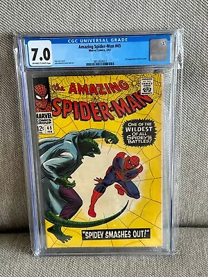 Buy Amazing Spider-Man 45 CGC 7.0 OW/W Pages Silver Age 1967 Lizard • 142.30£