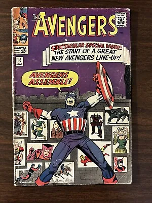 Buy Avengers 16 - Fn+ 6.5 - Captain America - 3rd App Kang - New Line-up (1965) • 118.77£