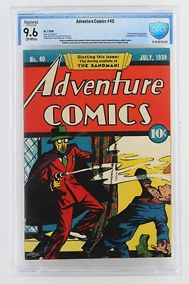 Buy Adventure Comics #40 -NEAR MINT- CBCS 9.6 NM+ (Restored) DC 1939 1st App Sandman • 20,585.93£