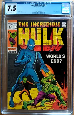 Buy INCREDIBLE HULK #117 CGC 7.5 OW-W 1969 Stan Lee & TRIMPE • 64.14£