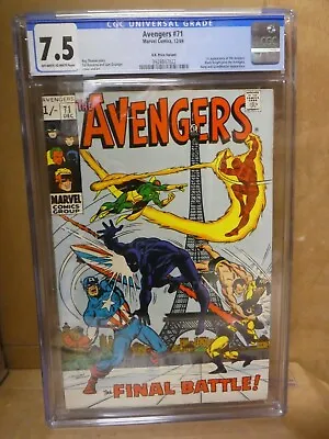 Buy Marvel Comics Avengers 71 1st Appearance Invaders Black Knight Kang CGC 7.5 1969 • 299.99£