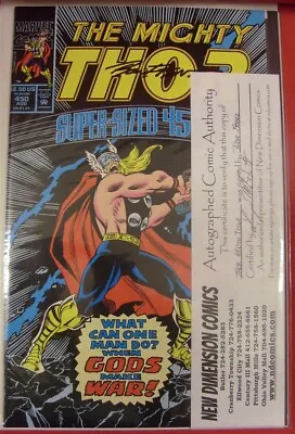Buy Thor 450 Marvel Comic Signed Ron Frenz W/coa Tom Defalco Al Milgrom 1992 Nm • 8£
