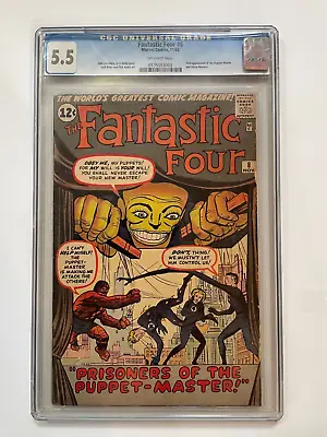 Buy Fantastic Four #8 Cgc 5.5 Fn- 1962 1st App Puppet Master Alicia Masters • 573.89£