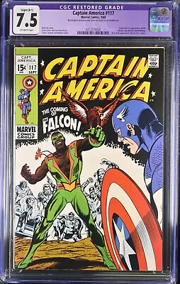 Buy 1969 Captain America 117 CGC 7.5. Restored 1st Appearance Of The Falcon • 239.85£