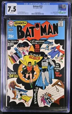 Buy (1969) BATMAN #213 CGC 7.5 WP! Joker/Red Hood Origin Reprinted (Detective 168) • 157.74£