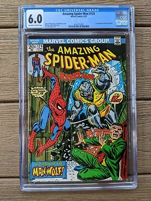 Buy Amazing Spider-Man #124 Marvel Comics 1973 CGC 6.0 1st Appearance The Man-Wolf • 96.41£
