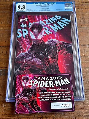 Buy Amazing Spider-man #29 Cgc 9.8 John Giang Miles Morales Variant Le To 800 W/coa • 111.92£
