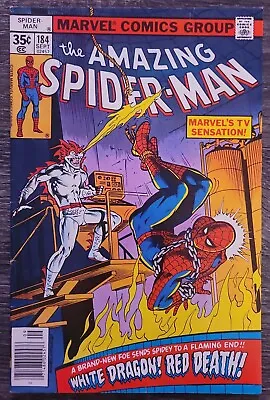 Buy Amazing Spider-Man #184 - (1978) Key 1st App White Dragon - Newsstand Variant • 8£