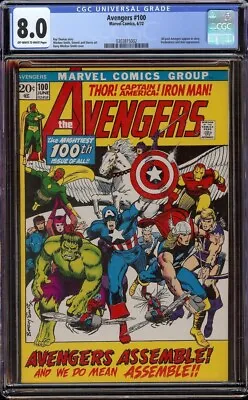 Buy Avengers # 100 CGC 8.0 OW/W (Marvel, 1972) Classic Avengers Cover • 119.93£