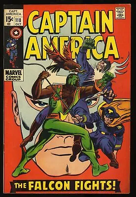 Buy Captain America #118 VF- 7.5 2nd Appearance Falcon! Red Skull! Marvel 1969 • 48.88£
