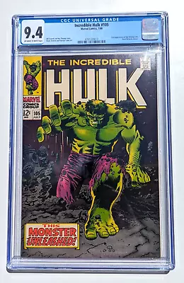 Buy INCREDIBLE HULK #102 CGC 9.4 High Grade 1968 1st APPEARANCE OF THE MISSING LINK! • 481.30£
