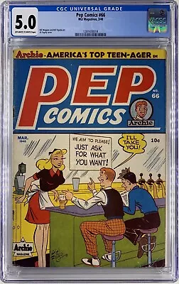 Buy PEP COMICS #66 CGC 5.0 GGA/ Headlights Cover 1948 Archie Betty Katy Veronica • 407.50£
