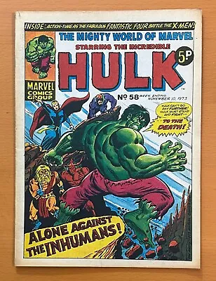 Buy Mighty World Of Marvel #58 RARE MARVEL UK 1973. Stan Lee. FN+ Bronze Age Comic • 14.95£