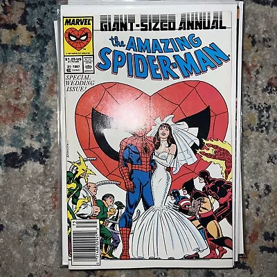Buy Amazing Spider-Man Annual # 21 Newsstand - Spider-Man Wedding Cover NM- Cond. • 23.68£