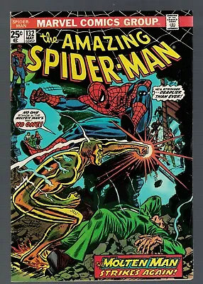 Buy Marvel Comics Amazing Spiderman 132 1974 VFN+ 8.5 High Grade Molten Man Strikes • 49.99£