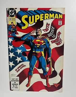 Buy Superman 53, Classic Ordway American Flag Cover 1991 DC • 4.79£
