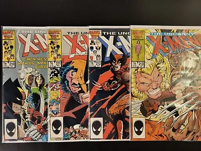 Buy Uncanny X-Men #210 211 212 213 Mutant Massacre! VF/VF+ Lot 1986 Marvel  • 51.38£