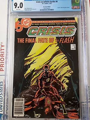 Buy Crisis On Infinite Earths #8 CGC NEWSSTAND 9.0 DEATH OF THE FLASH BARRY ALLEN • 39.95£