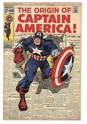 Buy Captain America 109 Marvel 1969 FR GD Jack Kirby Stan Lee  • 79.06£