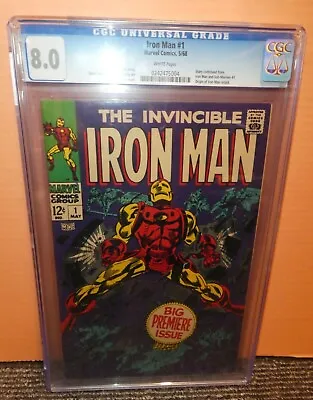 Buy Marvel Comics Iron Man 1 CGC 8.0 Avengers 1968 White Pages • 1,899.99£