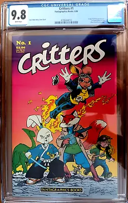 Buy CRITTERS #1 CGC 9.8 Wh 1986 1st Appearance GEN, Early USAGI YOJIMBO Stan Sakai • 300.43£