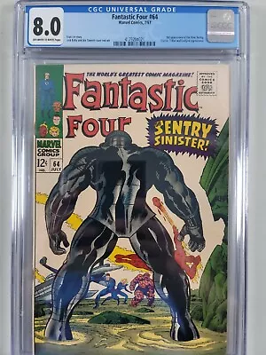 Buy Fantastic Four #64 CGC 8.0 1967 1st Appearance Kree Sentry • 119.93£