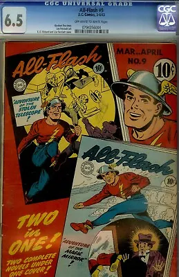Buy All-flash #9-cgc 6.5 Fine+  Dc Gold Wwii Comic 1943-higher Grade Copy • 827.38£