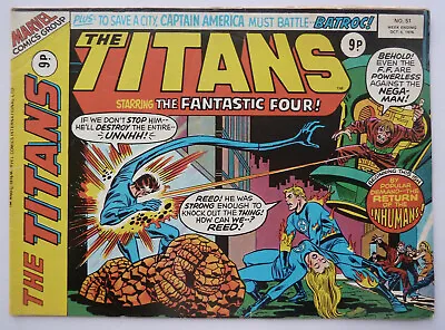 Buy The Titans Starring The Fantastic Four #51 UK Marvel 6 October 1976 F/VF 7.0 • 7.25£