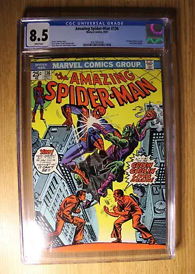 Buy Amazing Spiderman #136 (Marvel, 1974) 1st Harry Osborn As Green Goblin CGC 8.5 • 118.30£