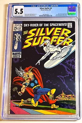 Buy SILVER SURFER #4 ~ Classic THOR Battle Cover 1969 Marvel ~ Nice CGC 5.5 Key! • 490.18£