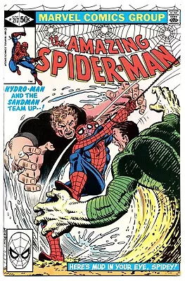 Buy AMAZING SPIDER-MAN #217 VF, Sandman And Hydro-Man, Direct Marvel Comics 1981 • 15.81£