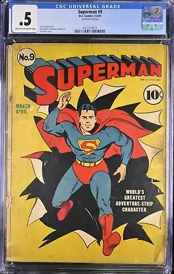 Buy 1941 Superman 9 CGC .5 Classic Golden Age Cover. • 953.21£