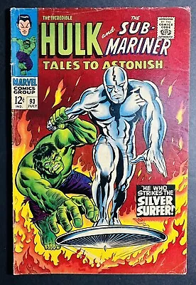 Buy Tales To Astonish #93 Silver Surfer Vs Incredible Hulk! Marvel Comics 1967! • 95.14£