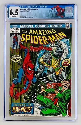 Buy Amazing Spider-Man #124 CGC 6.5 White Pages First Man-Wolf Appearance 1st ASM • 158.31£