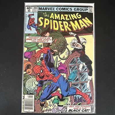Buy Amazing Spider-Man #204 F/VF 7.0 (Marvel 1980) ~3rd Appearance Of The Black Cat✨ • 11.86£