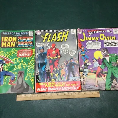 Buy Lot Of 3 DC & Marvel Comic Books ~ Flash #164, Jimmy Olsen #44, Iron Man #82 • 29.19£