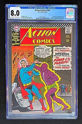 Buy Action Comics #340 Cgc 8.0 Origin And 1st Appearance Of Parasite Off-white White • 343.79£