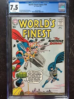 Buy WORLD'S FINEST COMICS #109 CGC VF- 7.5; White Pg!; The Bewitched Batman! • 233.23£