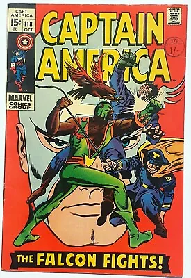 Buy CAPTAIN AMERICA 118 Marvel Silver Age 1969 2nd Appearance Of Falcon Vfn • 68.50£