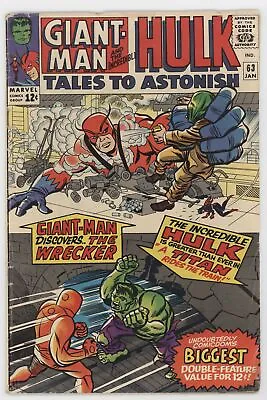 Buy Tales To Astonish 63 Marvel 1965 FR PR Giant Man Hulk Wrecker Wasp Leader Origin • 26.38£