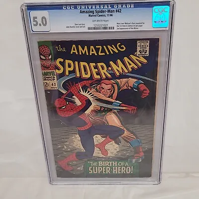 Buy Amazing Spider-Man #42 CGC 5.0 Off White Pages 1966 1st Mary Jane Face 2nd Rhino • 134.57£
