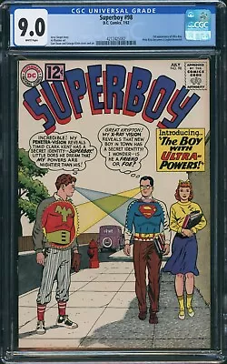 Buy Superboy #98 (DC Comics, 1962) CGC 9.0 White Pages - 1st App. Ultra Boy • 479.71£