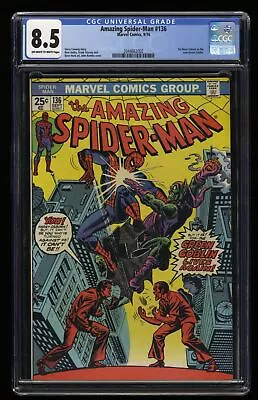 Buy Amazing Spider-Man #136 CGC VF+ 8.5 Classic Green Goblin Cover! Romita Cover! • 125.71£