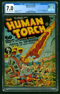 Buy Human Torch #5 Cgc 7.0  Timely 1941 Sub-mariner Hitler Appears • 6,174.03£