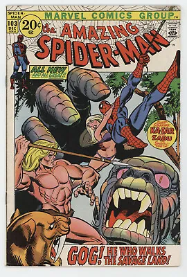 Buy Amazing Spider-Man 103 Marvel 1971 FN Ka-Zar 1st Gog Roy Thomas Gil Kane • 43.38£