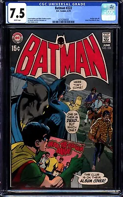 Buy Batman #222 (1970) CGC 7.5 -- White Pages; Classic Neal Adams  Beatles  Cover • 317.54£