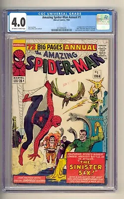 Buy Amazing Spider-man Annual #1 Marvel 1964 1st Sinister SIX CGC 4.0 • 987.87£