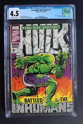 Buy Incredible Hulk Annual #1 Vs INHUMANS 1968 Classic STERANKO League Evil CGC 4.5 • 174.47£